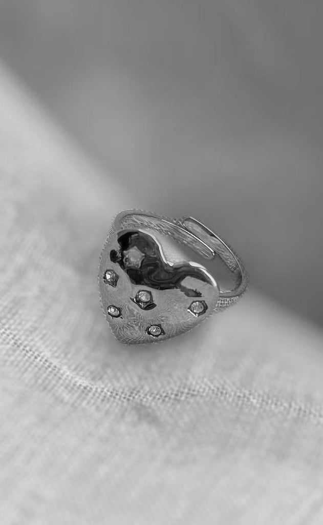 Smykkeli Copenhagen Ring - Chunky Heart - Silver Colour
