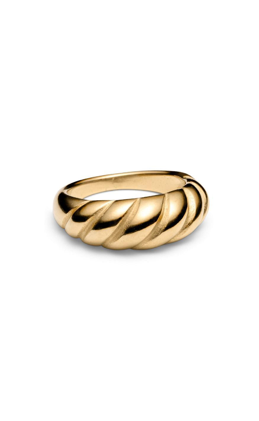 Smykkeli Copenhagen Ring - Twisted Crossaint Large - Golden Colour