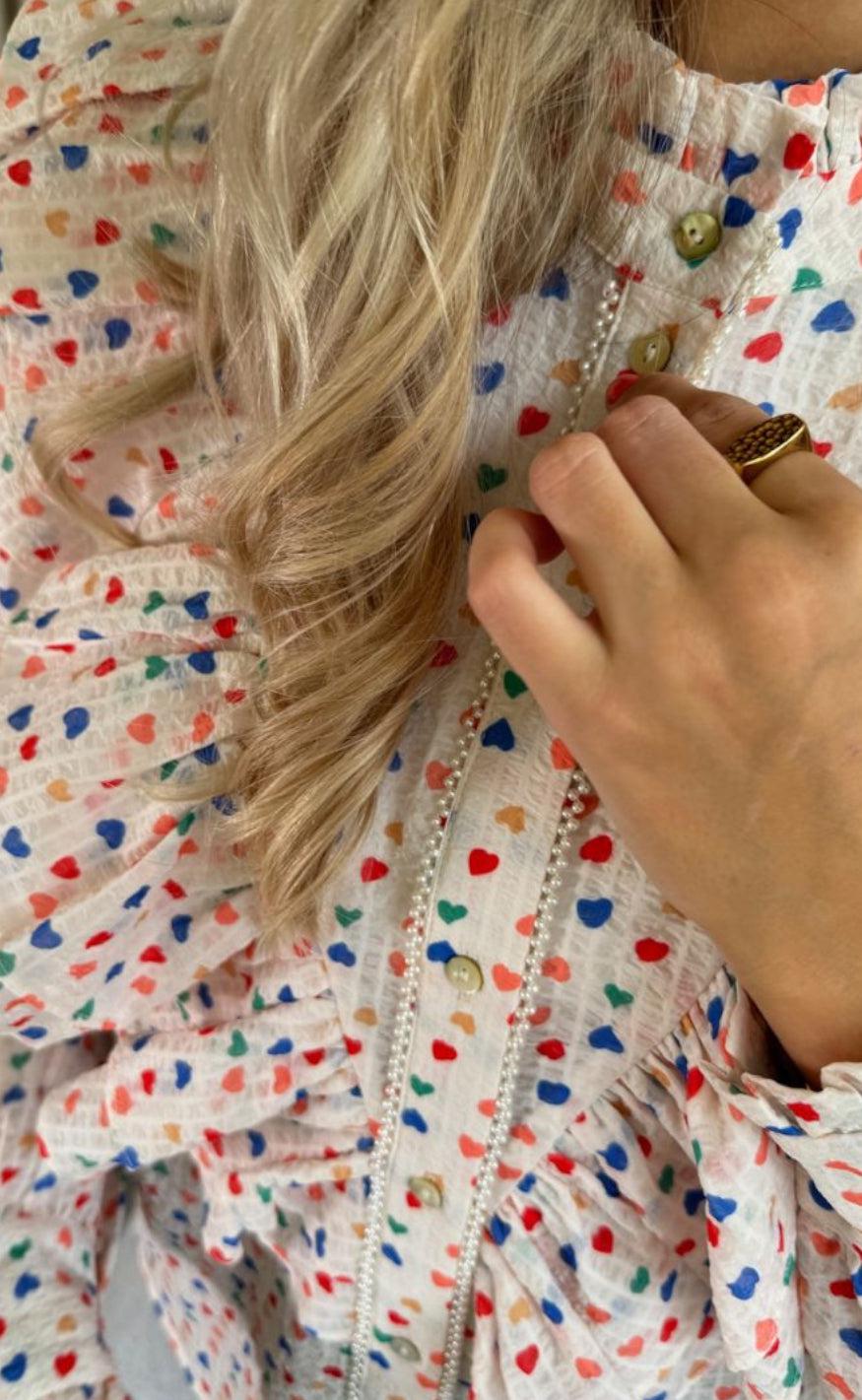 Stories From The Atelier Skjorte - Paradise Heart - Off White / Multi Colour