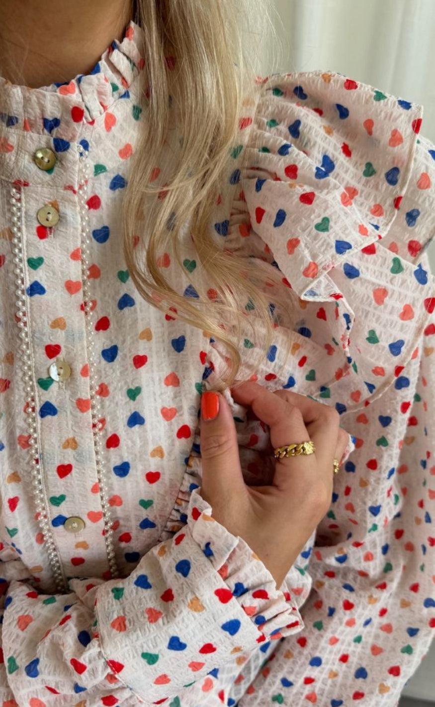 Stories From The Atelier Skjorte - Paradise Heart - Off White / Multi Colour