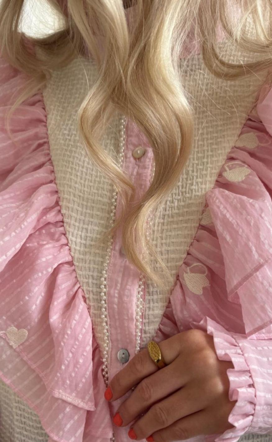 Stories From The Atelier Skjorte - Paradise - Rosa/White