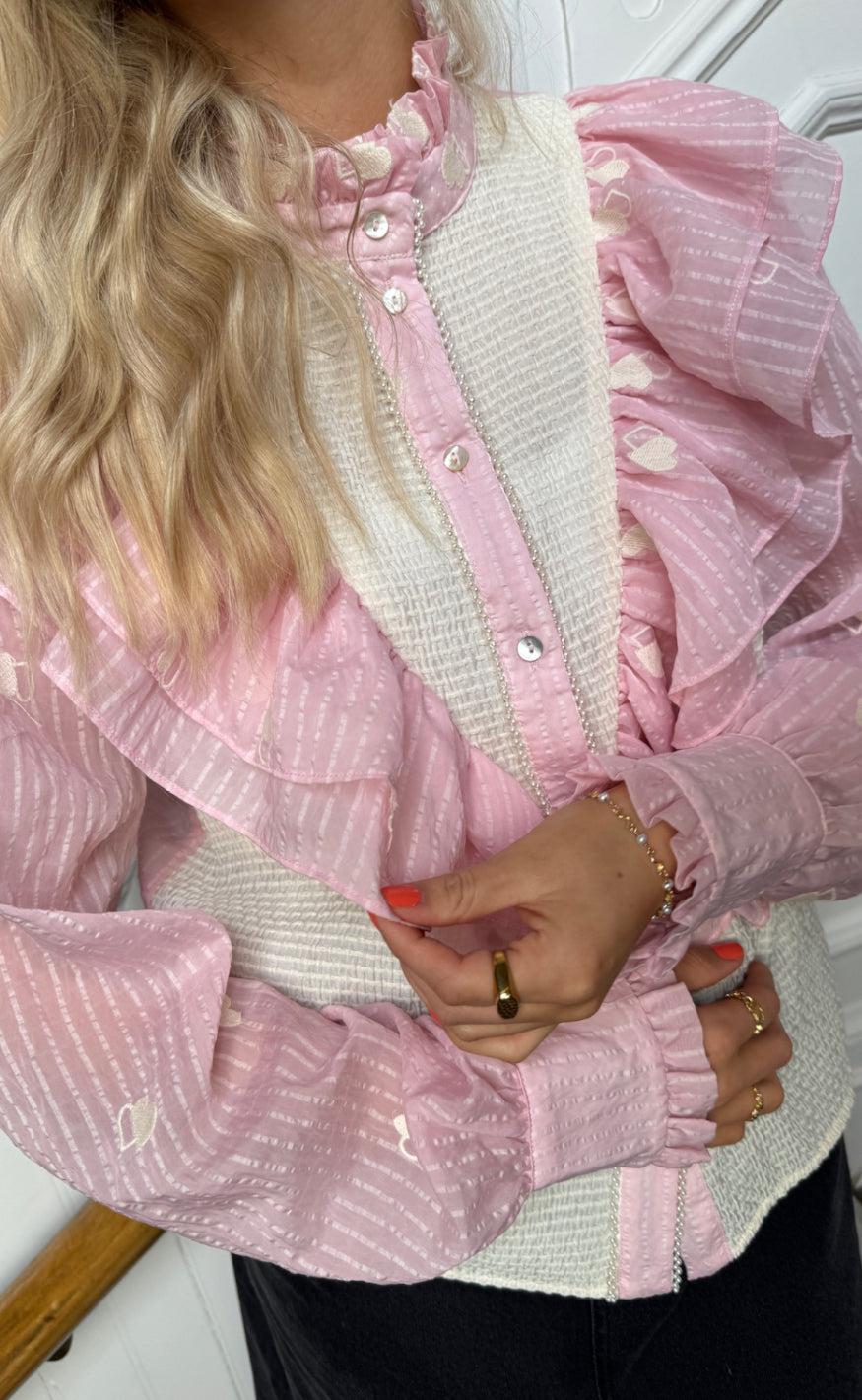 Stories From The Atelier Skjorte - Paradise - Rosa/White