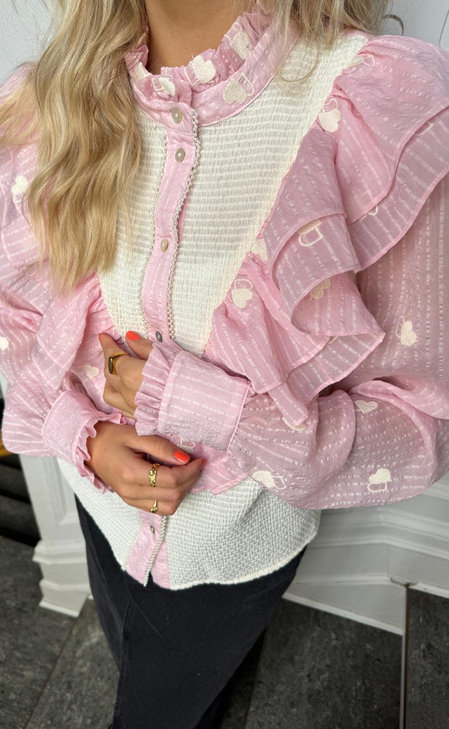 Stories From The Atelier Skjorte - Paradise - Rosa/White