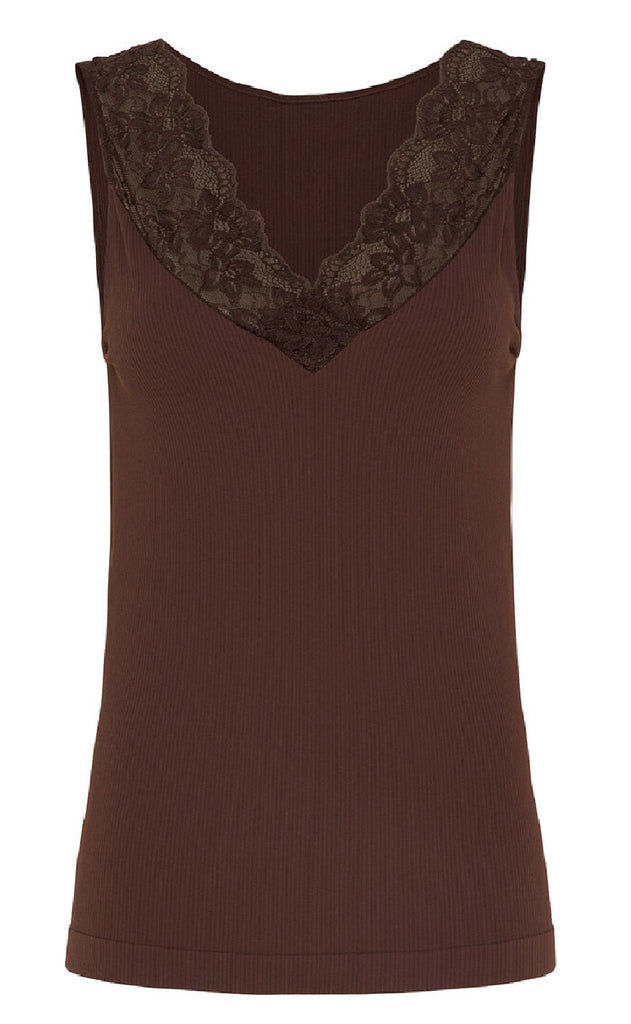 Tim & Simonsen Top - Belen V-Lace - Cioccolato (vendbar)