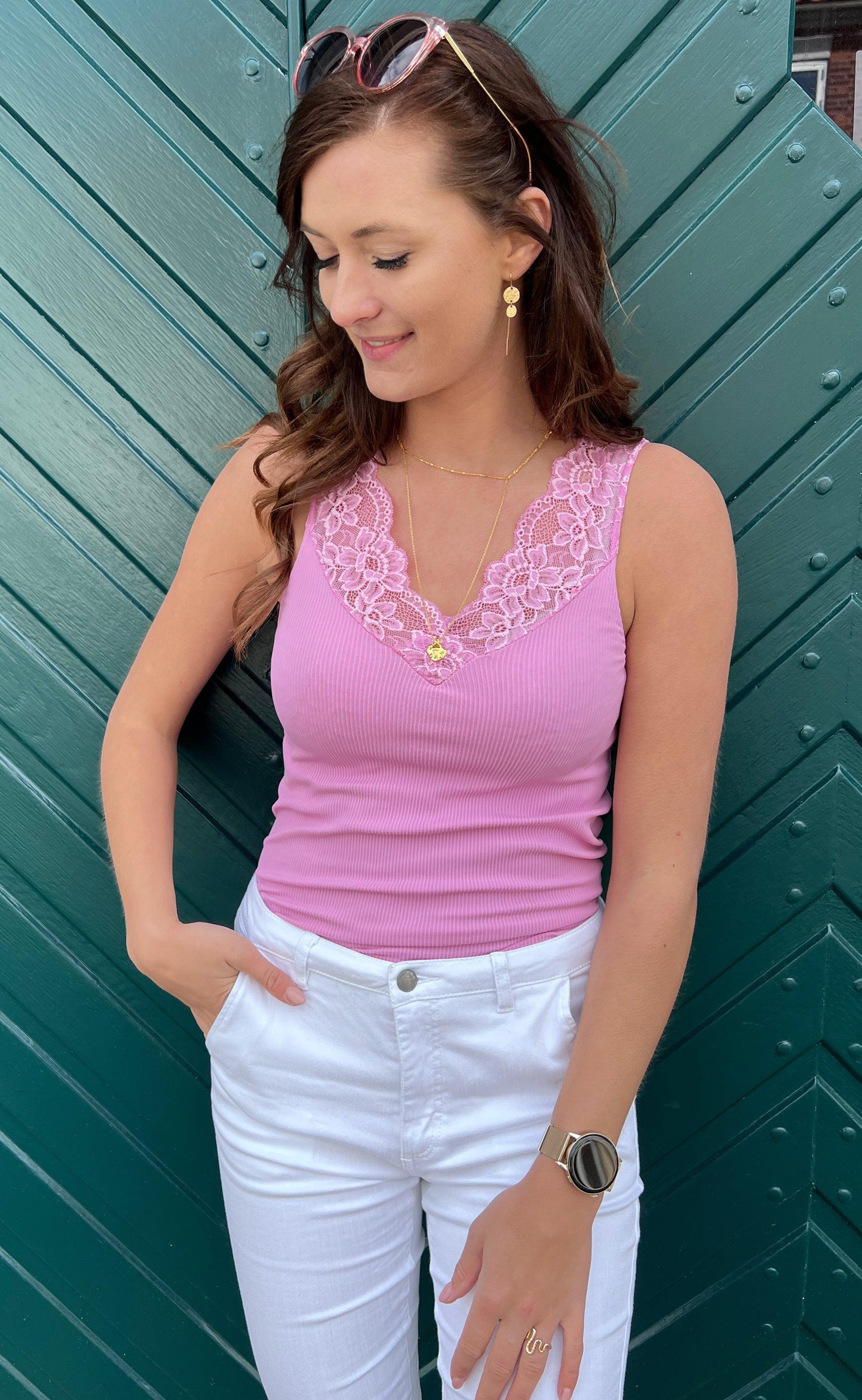 Tim & Simonsen Top - Belen V-Lace - Macaron (vendbar)