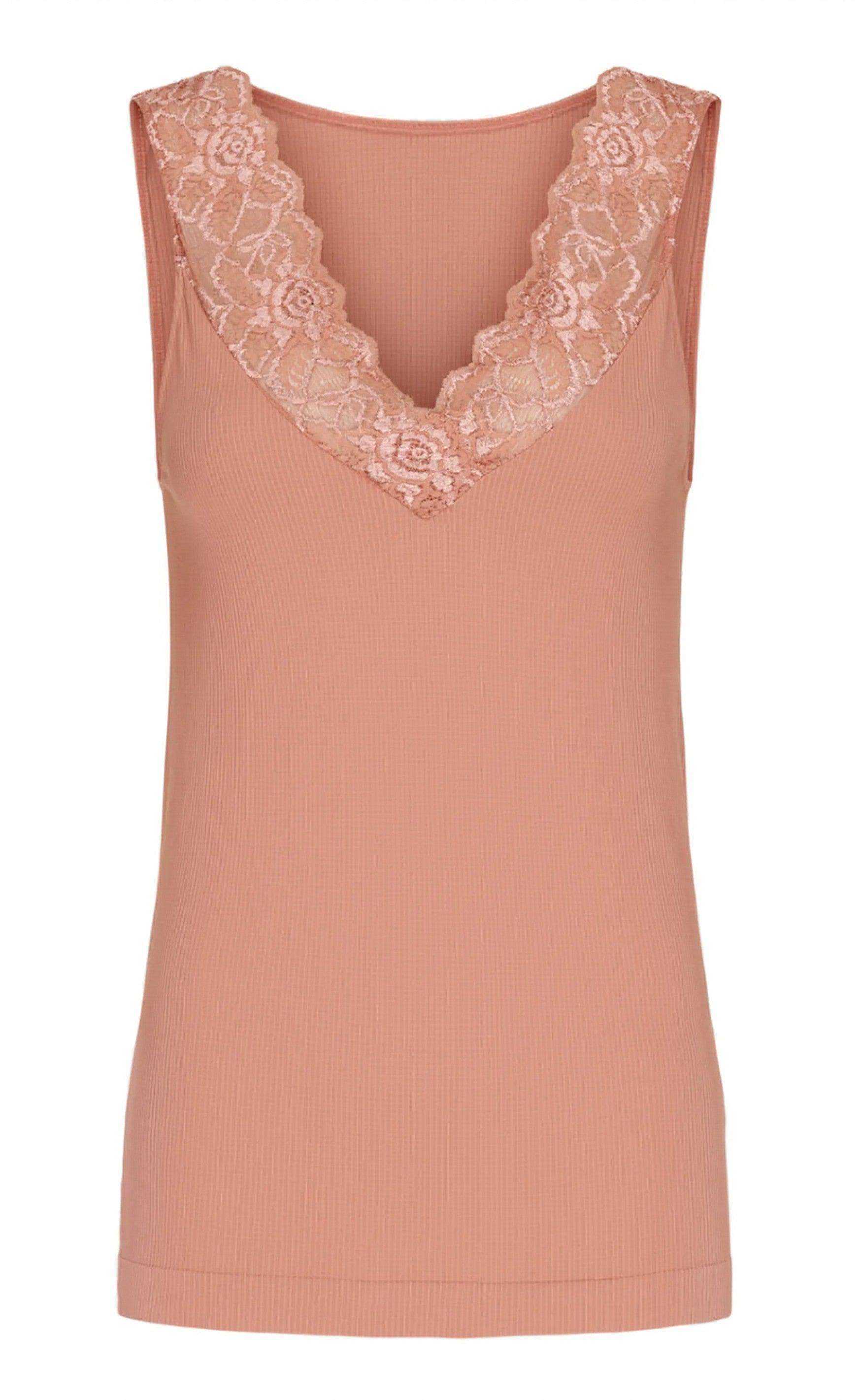 Tim & Simonsen Top - Belen V-Lace - Peach (vendbar)