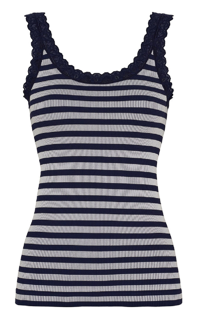 Tim & Simonsen Top - Isa Rib - Blu/Bianco