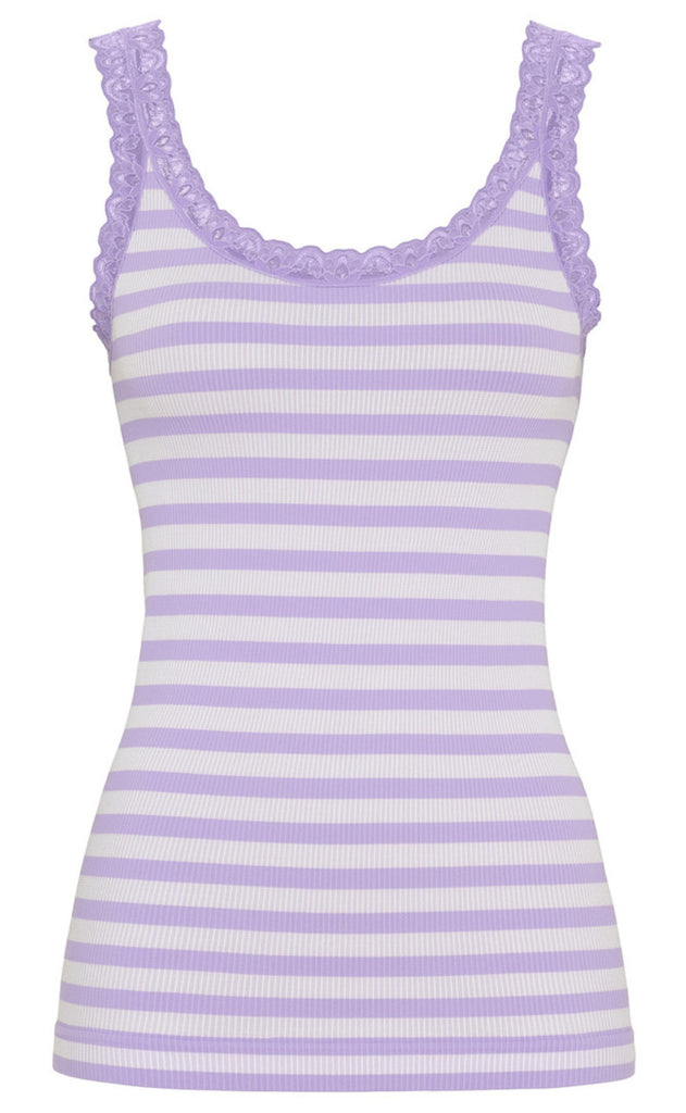 Tim & Simonsen Top - Isa Rib - Lavanda/Bianco