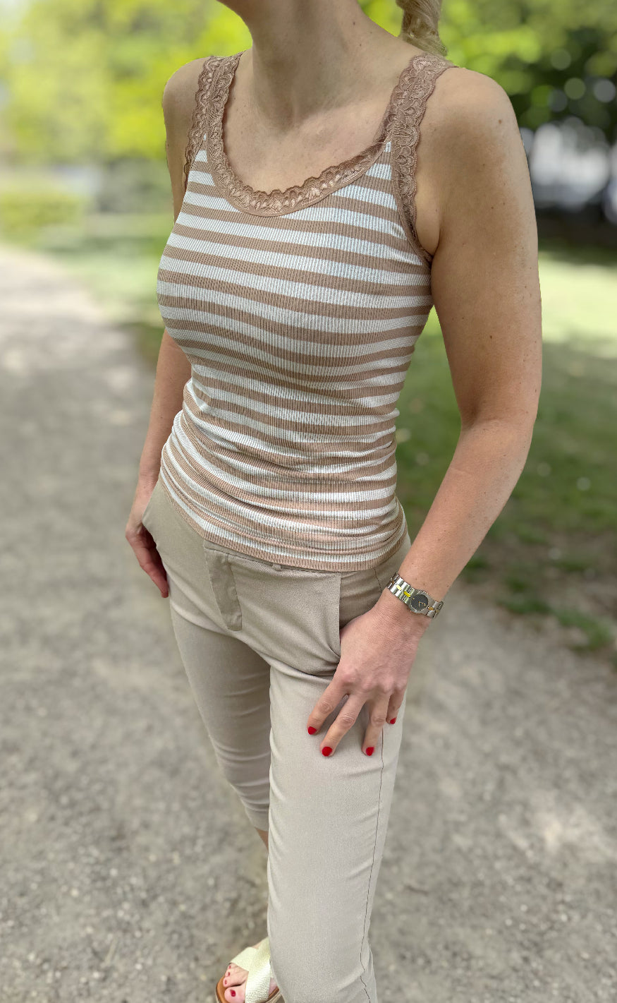 Tim & Simonsen Top - Isa Rib - Nudo/Bianco