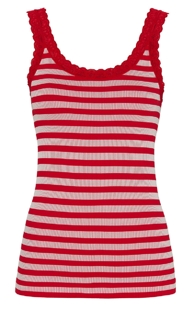 Tim & Simonsen Top - Isa Rib - Rosso/Bianco