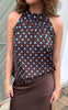 Say INA Copenhagen Top - Malina - Dark Brown W. Blue Dots