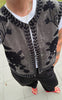 Say INA Copenhagen Vest - Abella - Grey Velvet W. Black Flower Embroidery