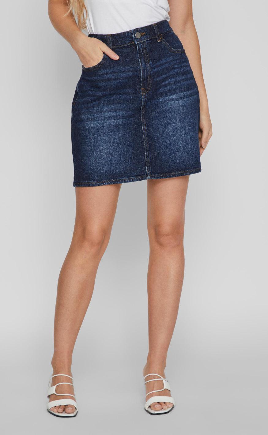 VILA Nederdel - Kaja - Dark Blue Denim