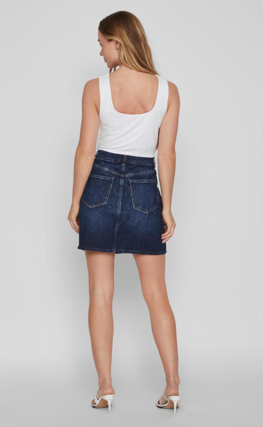 VILA Nederdel - Kaja - Dark Blue Denim
