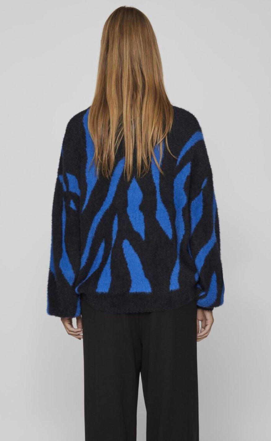 VILA Strik - Juli Jaquard - Black/Lapis Blue