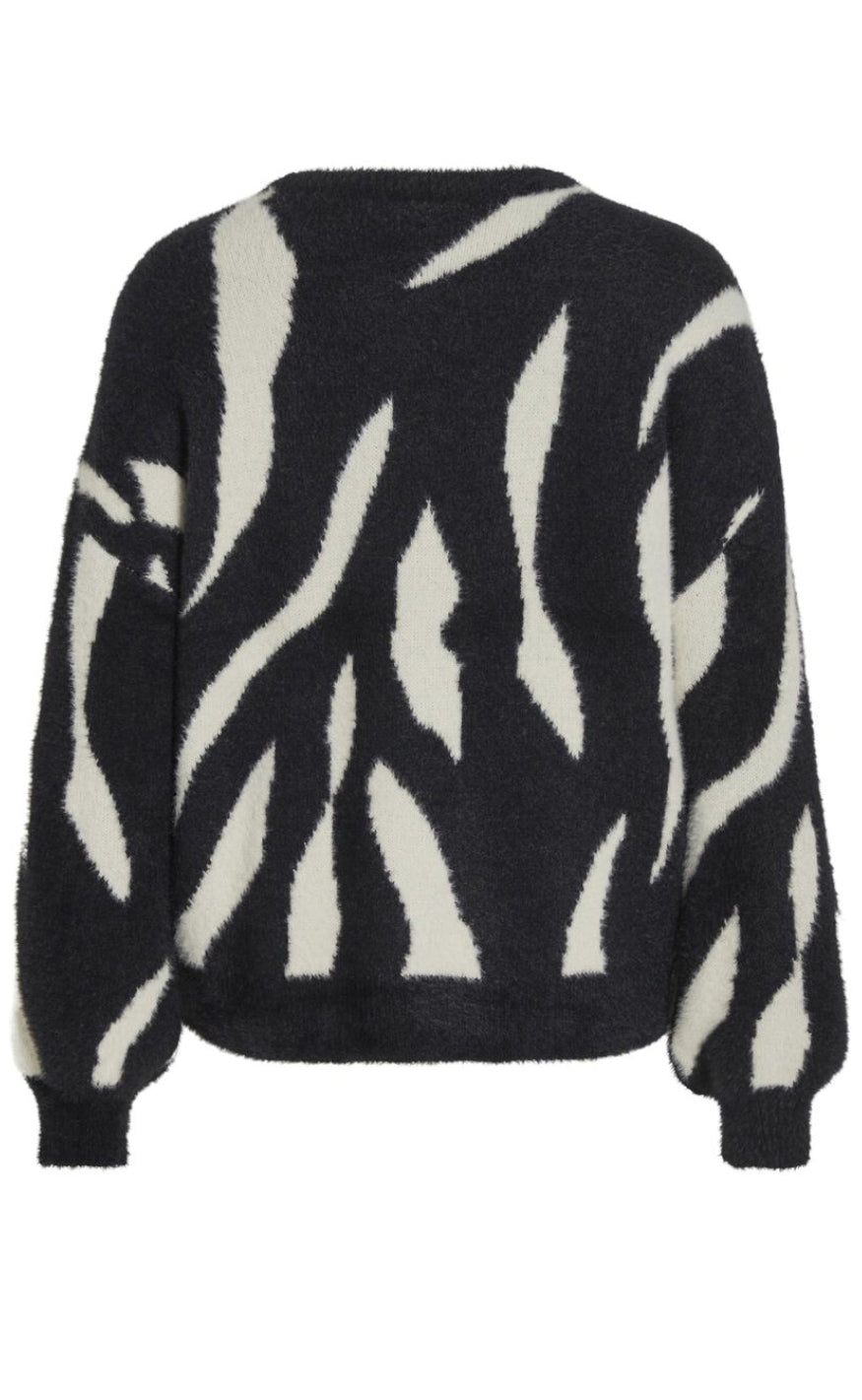 VILA Strik - Juli Jaquard - Black/White Sand