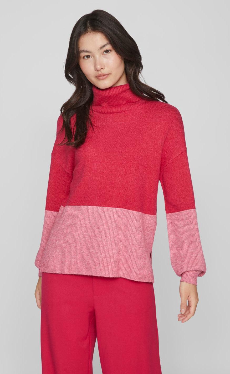 VILA Striktrøje - Ril Blocking Roll - Love Potion
