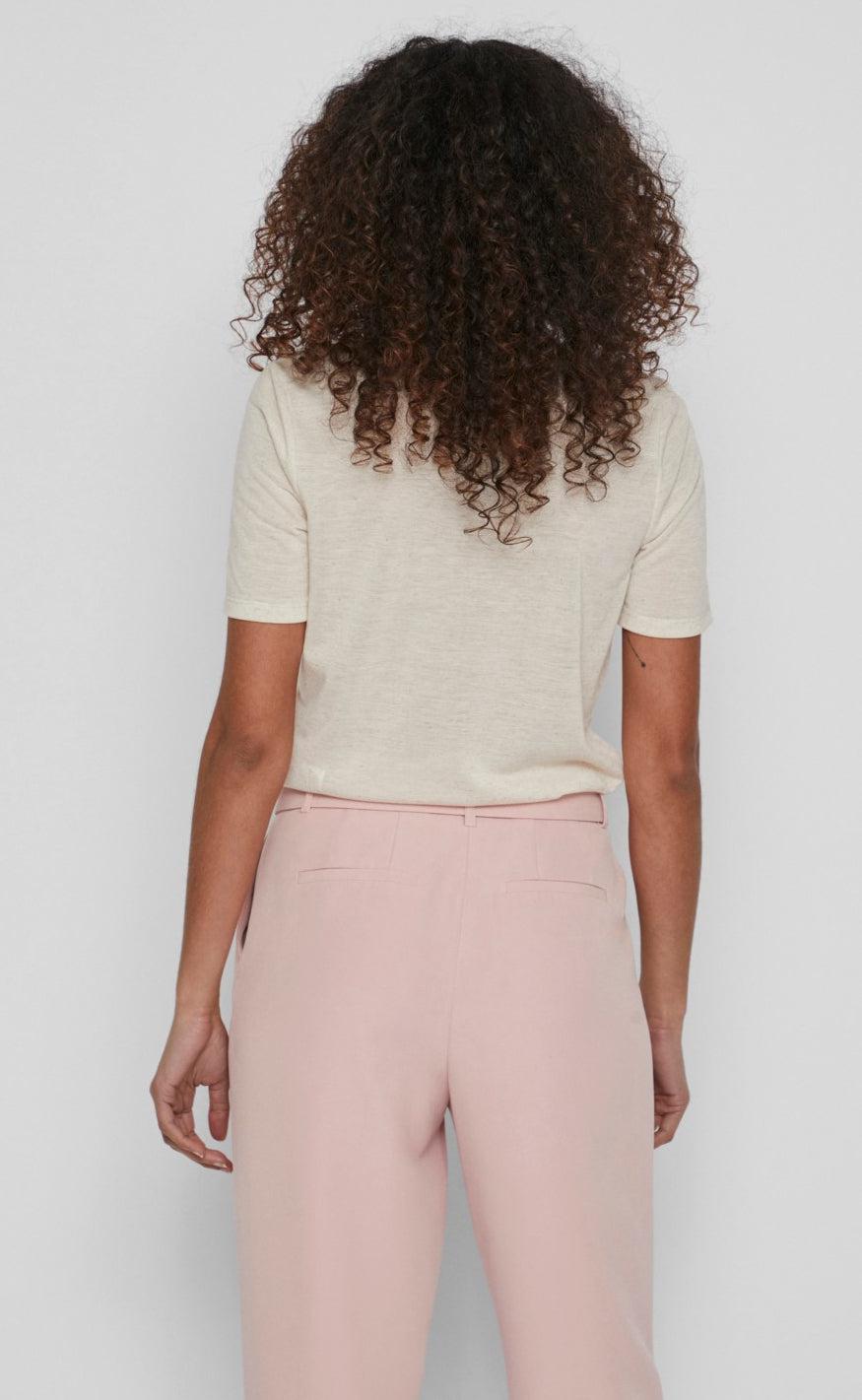 VILA T-Shirt - Sina V-Neck - Birch/Melange