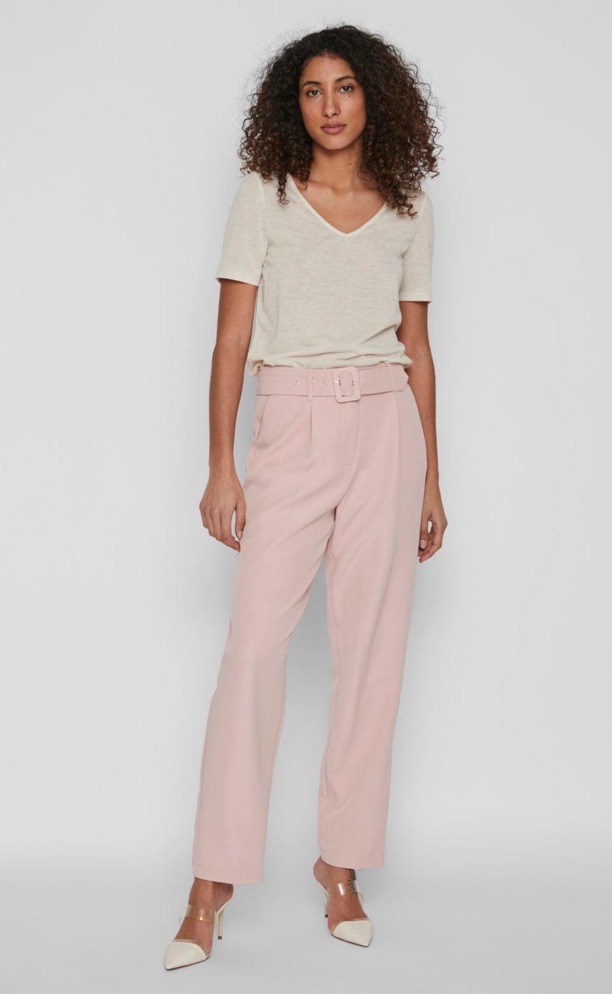 VILA T-Shirt - Sina V-Neck - Birch/Melange