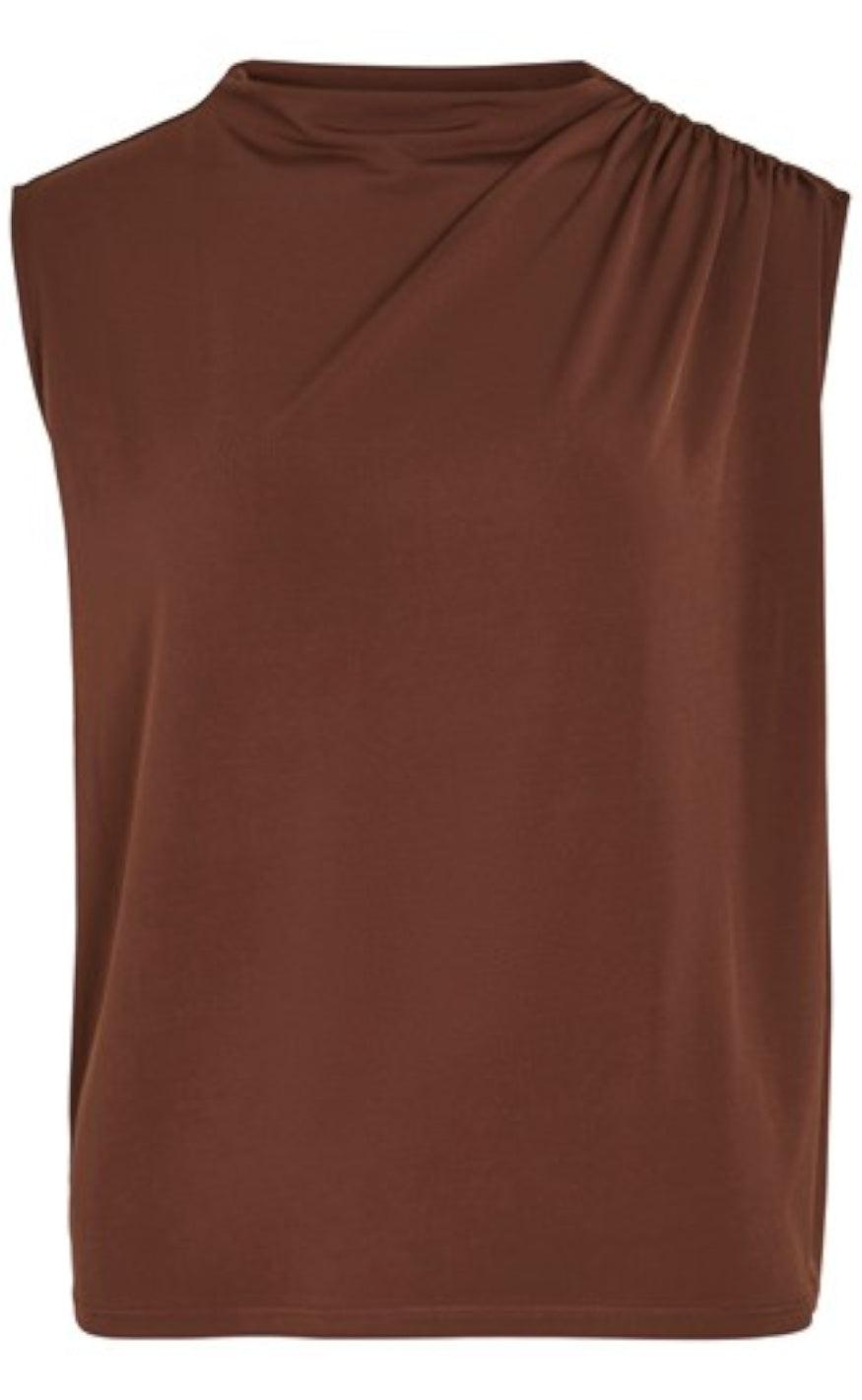 VILA Top Highneck - Phoenix - Shaved Chocolate