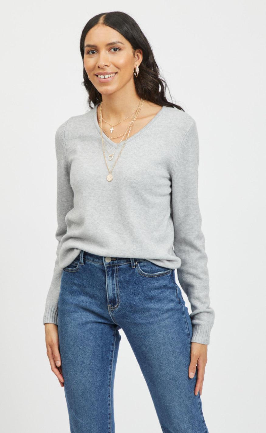 VILA Top - Ril - Light Grey Melange