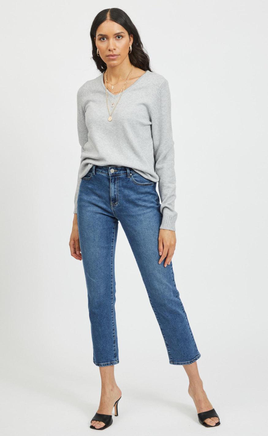 VILA Top - Ril - Light Grey Melange