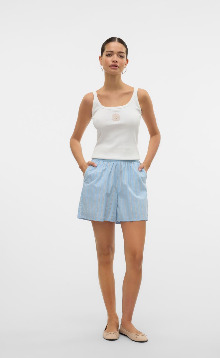 Vero Moda Shorts - Charlotte - Air Blue Cloud Dancer/Twill