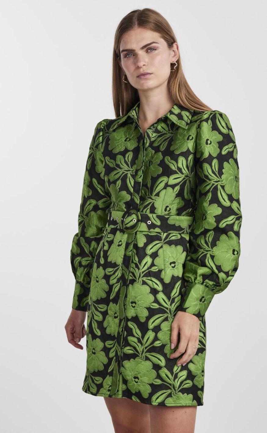 YAS Kjole - Sine Shirt - Black/Classic Green