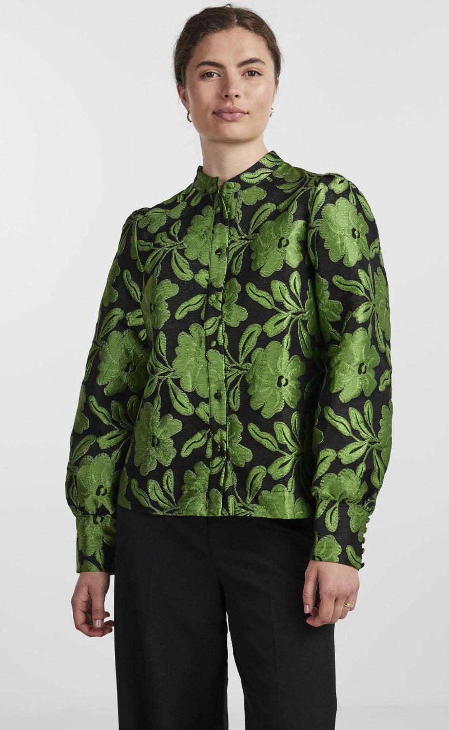 YAS Skjorte - Sine - Black / Classic Green