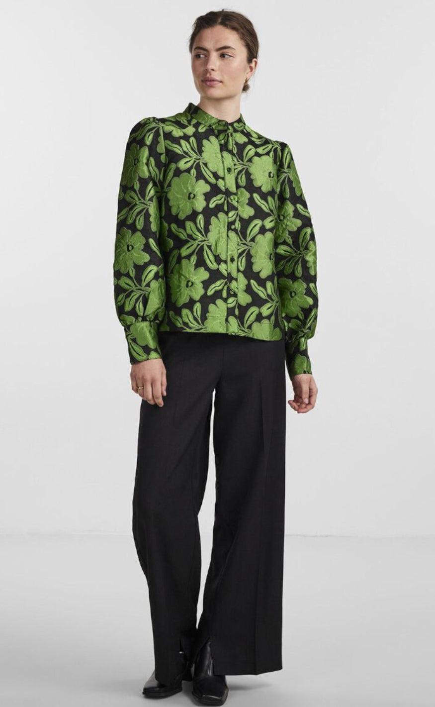 YAS Skjorte - Sine - Black / Classic Green