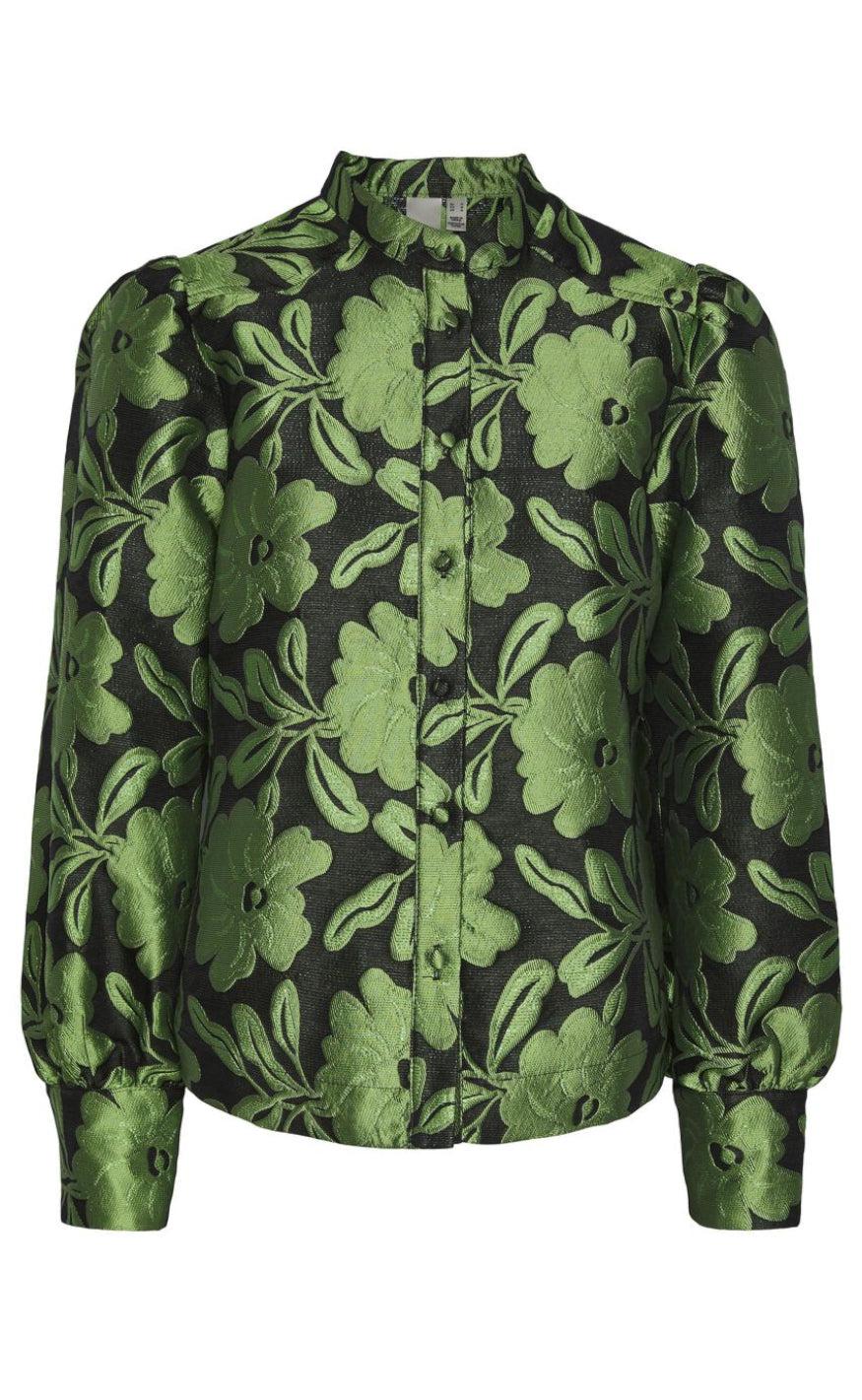 YAS Skjorte - Sine - Black / Classic Green