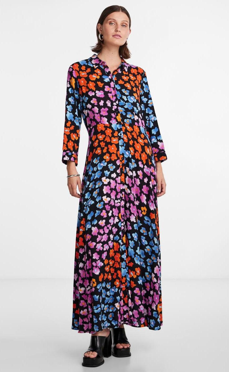 YAS Skjortekjole - Savanna Long - Black/Liro