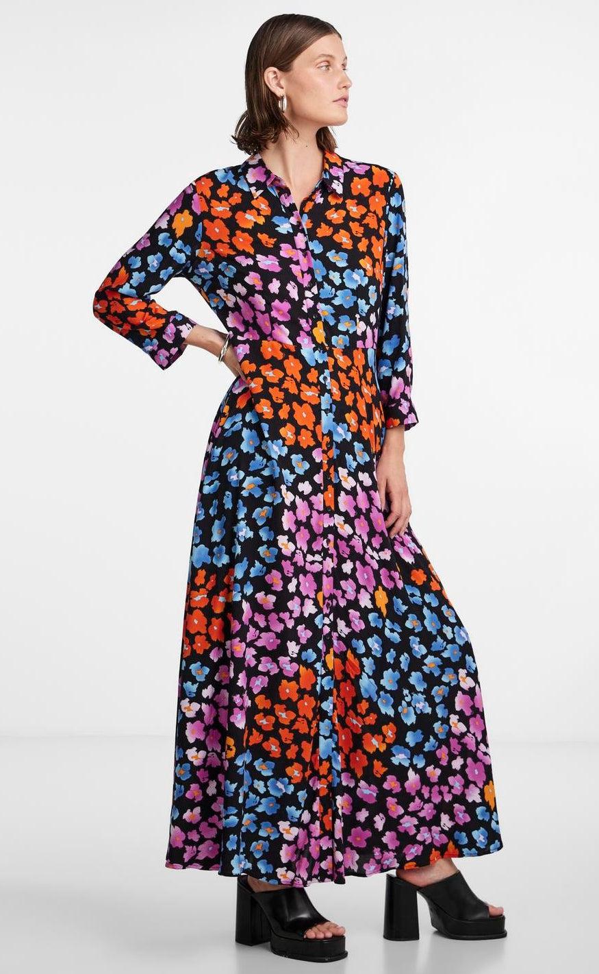 YAS Skjortekjole - Savanna Long - Black/Liro