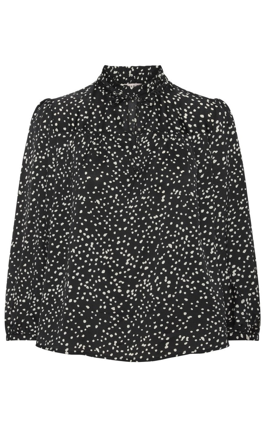A-View Bluse - Jill - Black With White Dots