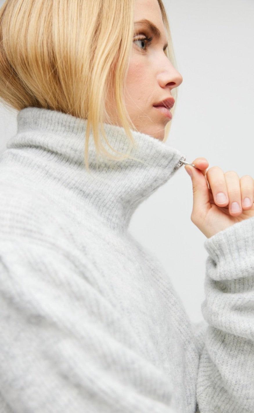 A-View Cardigan - Patty - Light Grey Melange