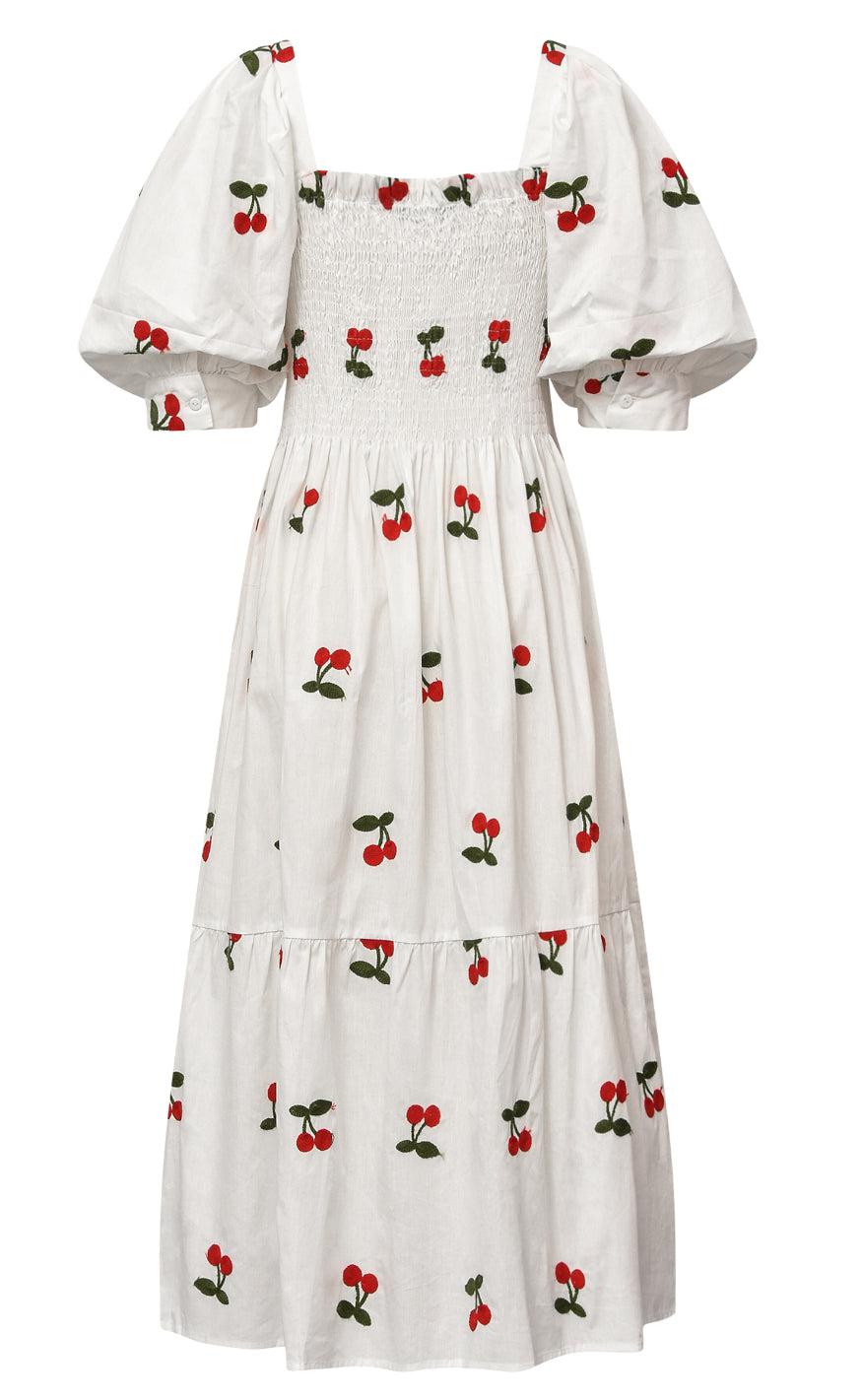 A-View Kjole - Cheri Fruit - White W. Cherry