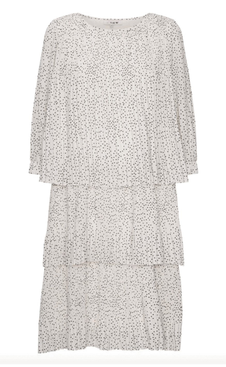 A-View Kjole - Ilja - White w. Black Dots