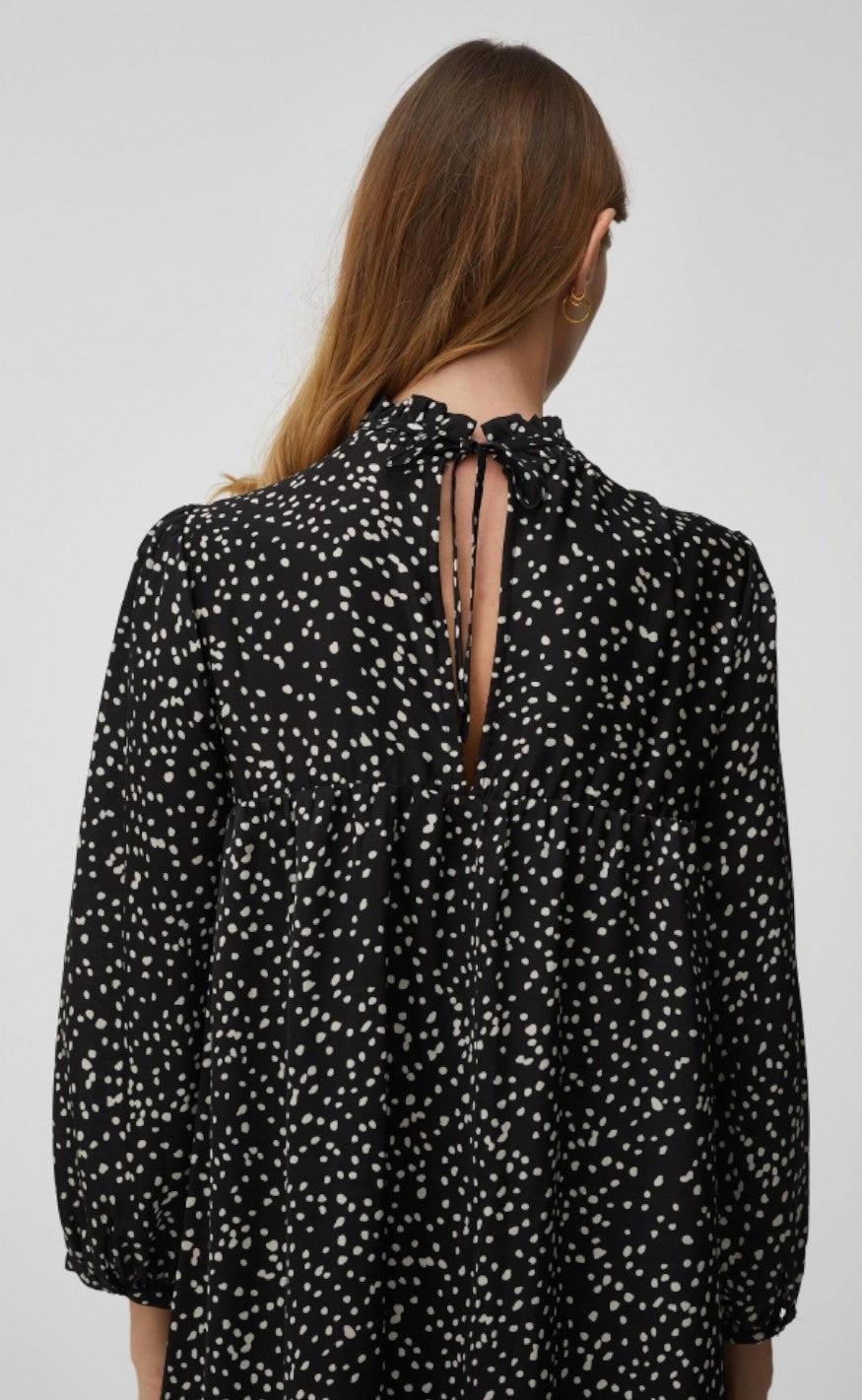A-View Kjole - Jill - Black With White Dots