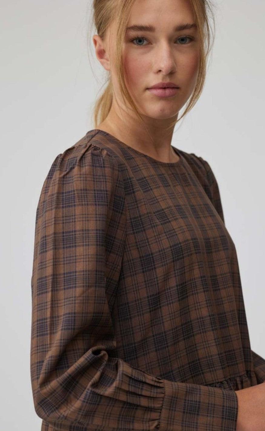 A-View Kjole - Ocean Long - Brown Check
