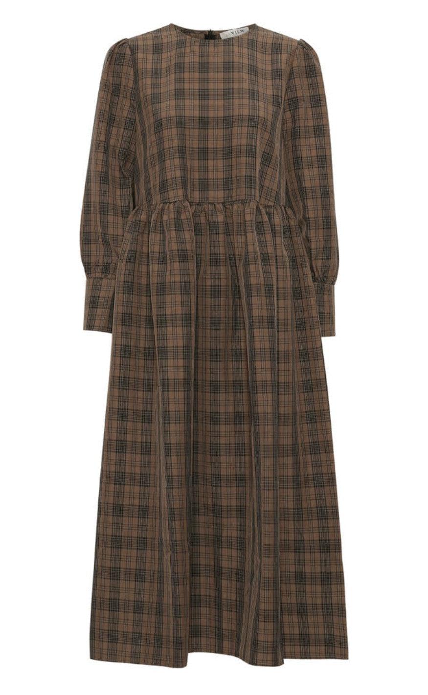 A-View Kjole - Ocean Long - Brown Check