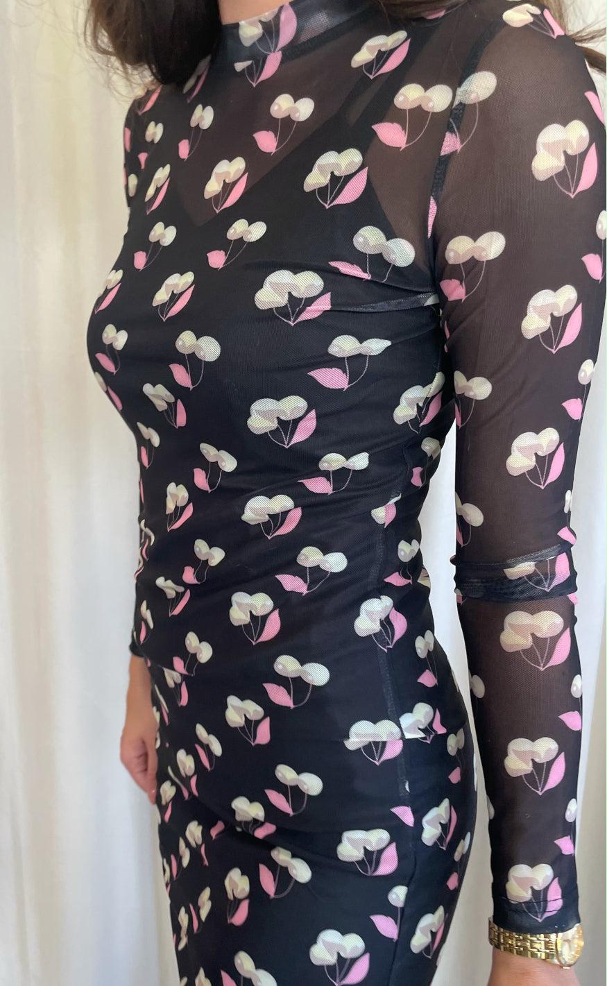 A-View Kjole - Silje - Black With Cherries