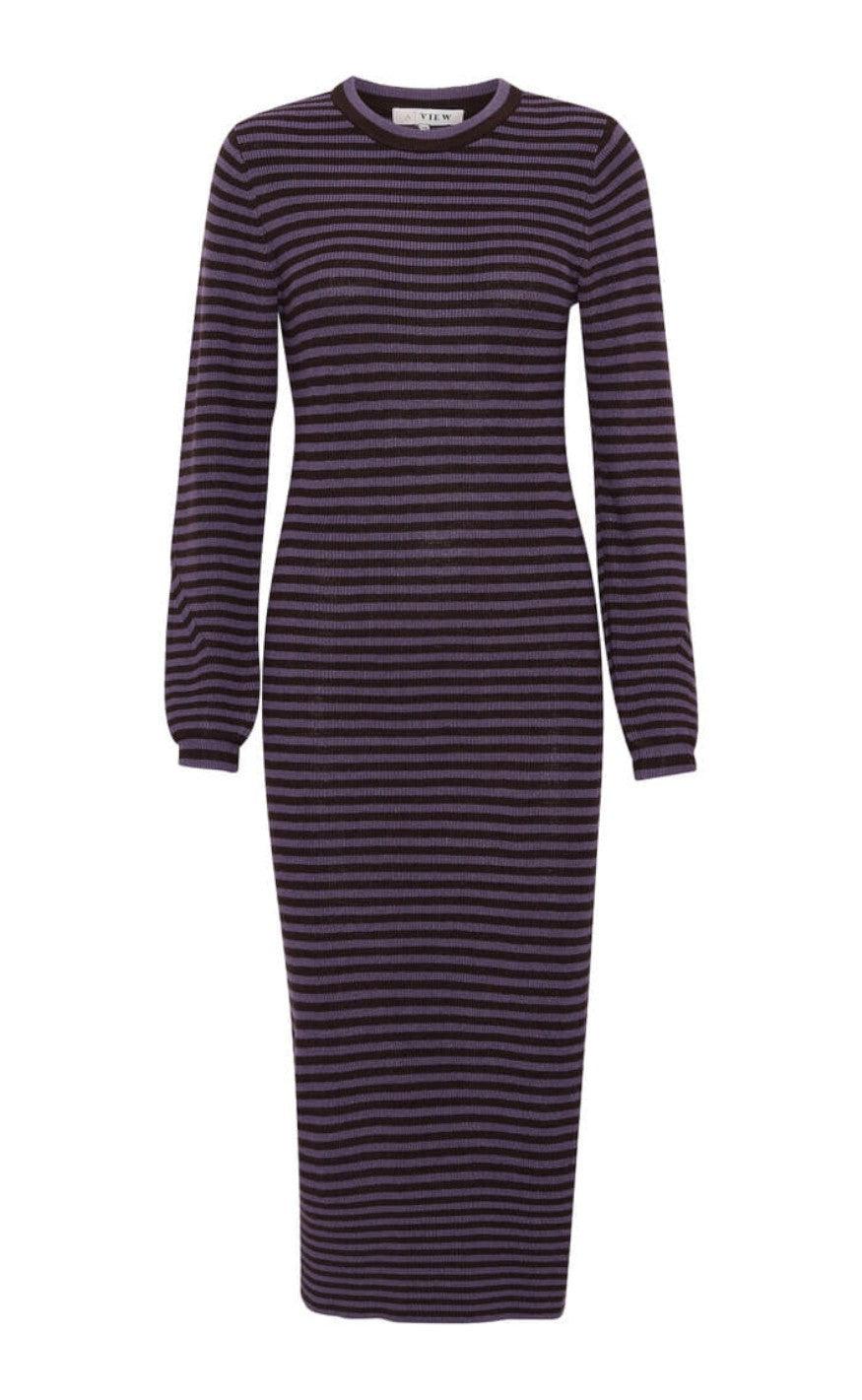 A-View Kjole - Violet Knit Dress - Lavender/Brown