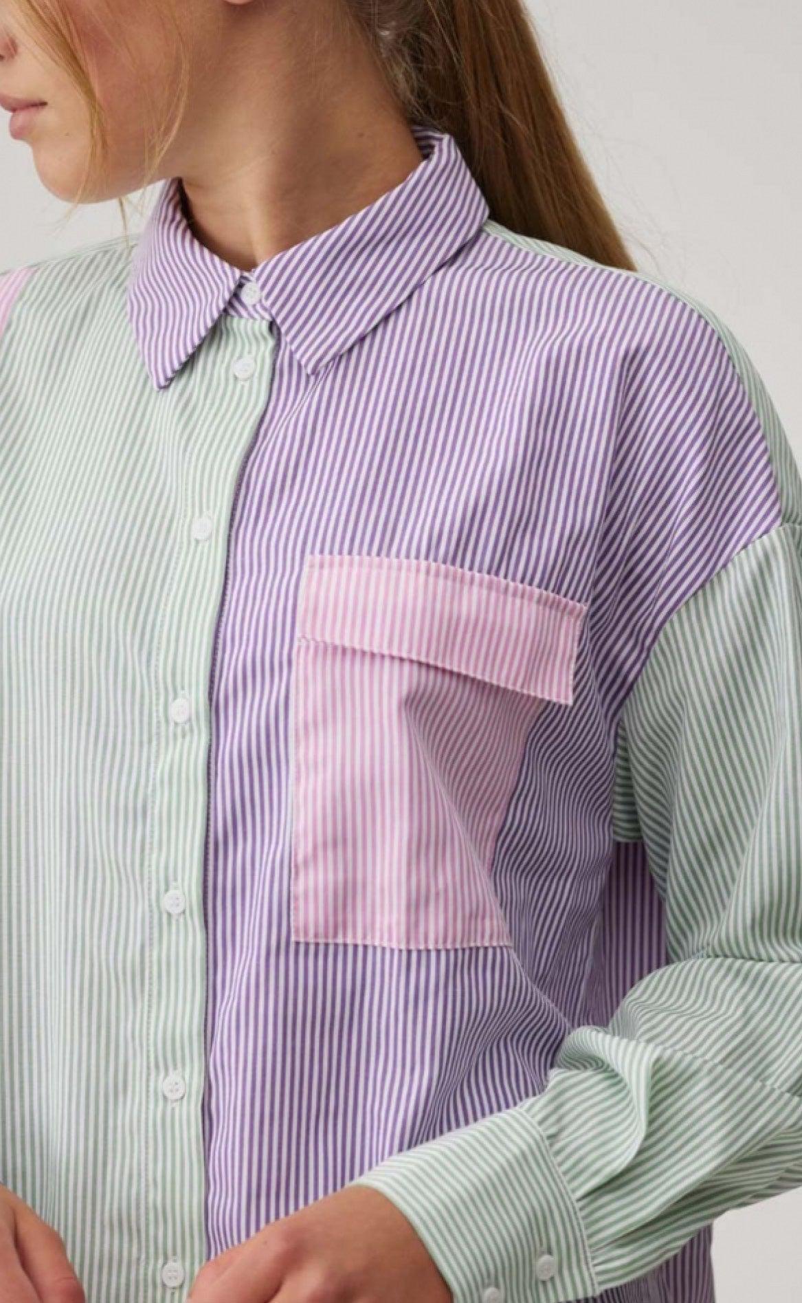 A-View Skjorte - Jacobina - Purple/Mint/Rose