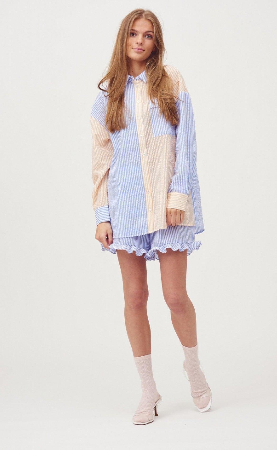 A-View Skjorte - Mila - Light Blue/Yellow