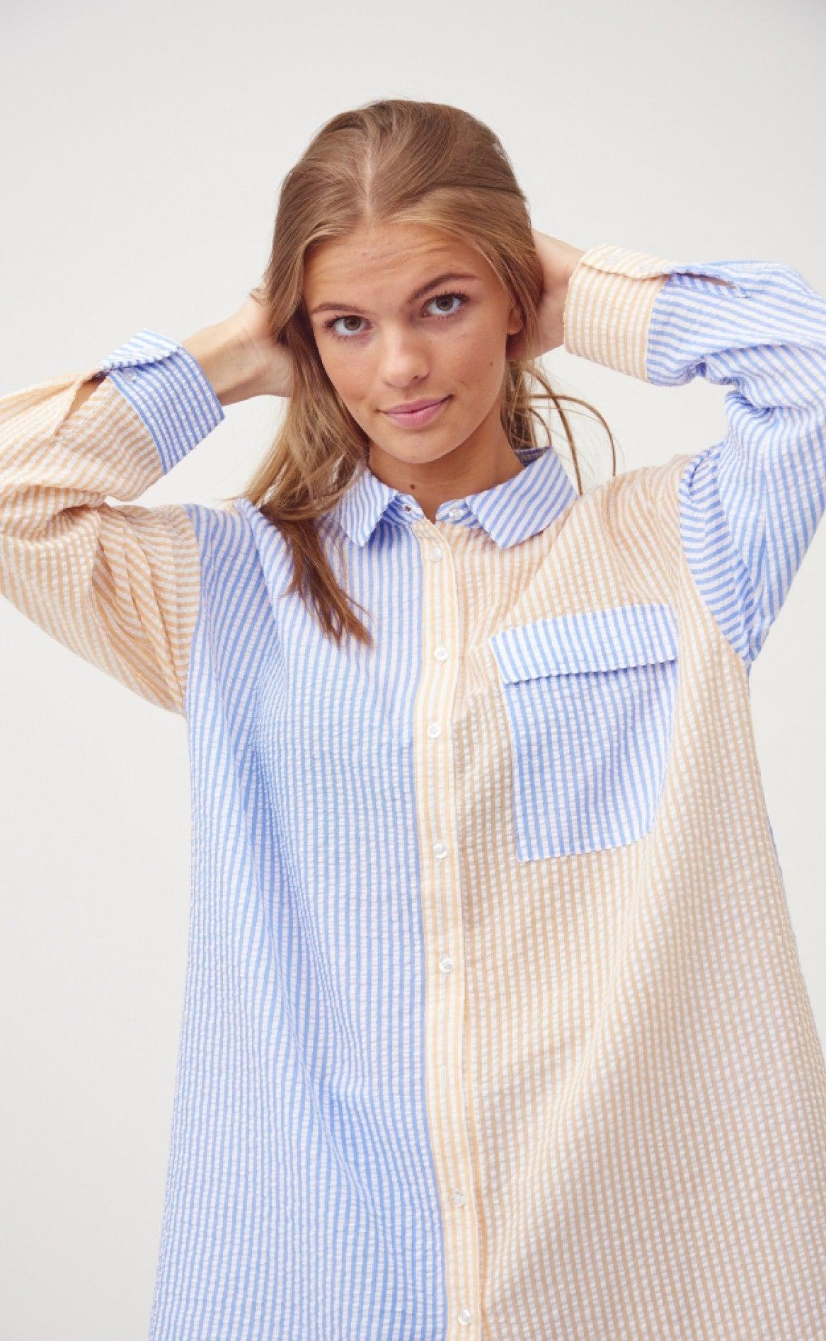 A-View Skjorte - Mila - Light Blue/Yellow