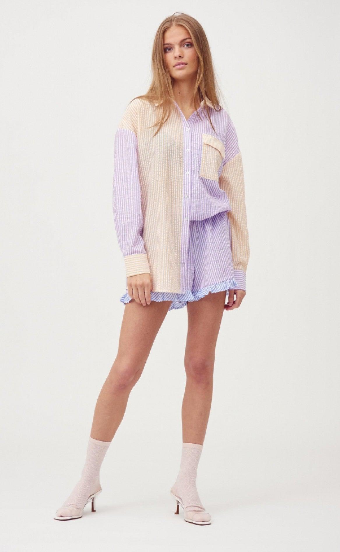 A-View Skjorte - Mila - Purple/Yellow