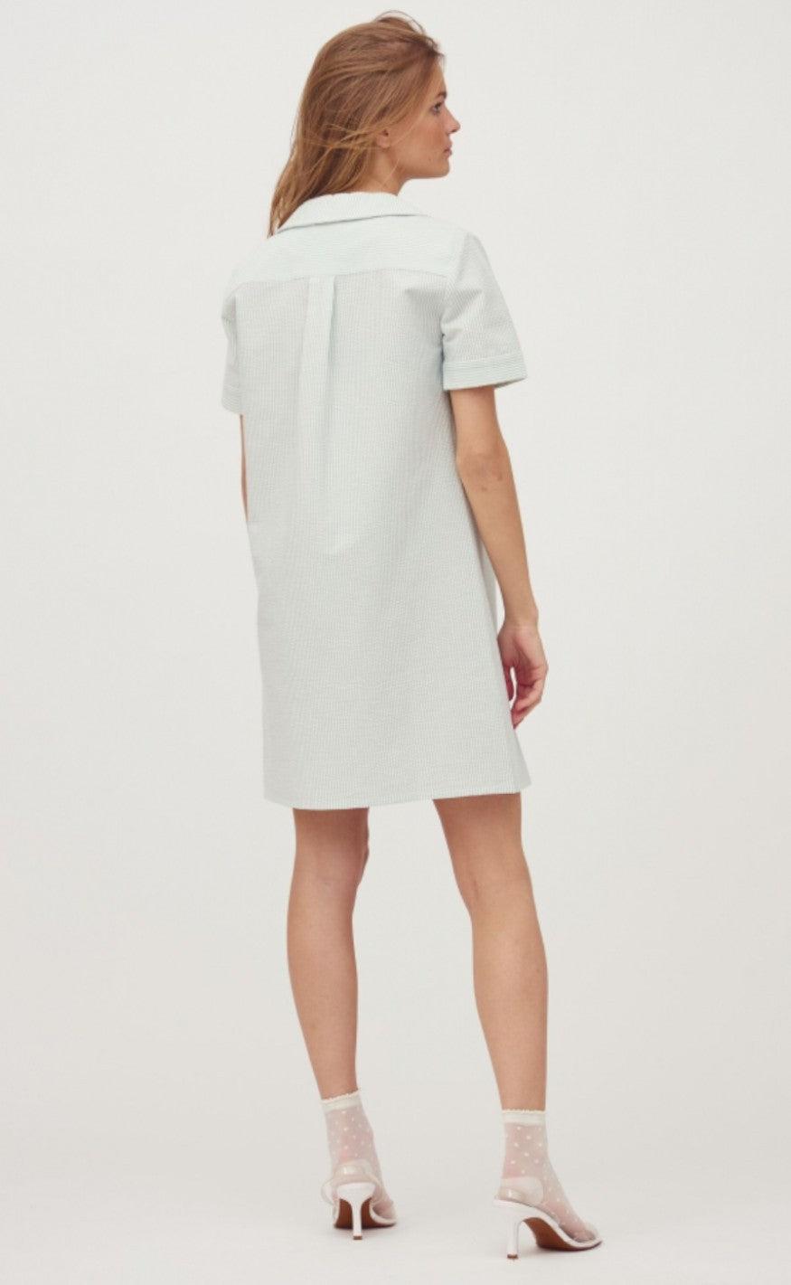 A-View Skjortekjole - Idaho - Pale Mint / Off White