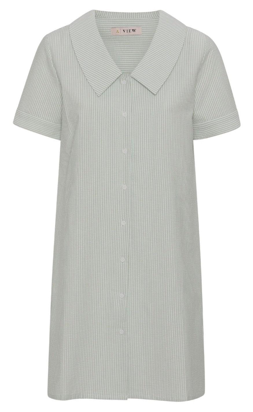 A-View Skjortekjole - Idaho - Pale Mint / Off White