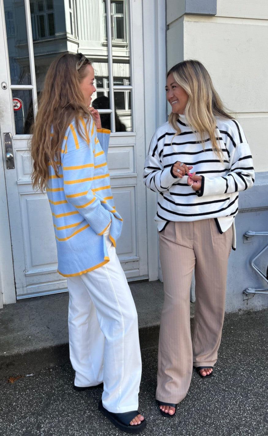 A-View Sweater - Bella - White With Black Stripes
