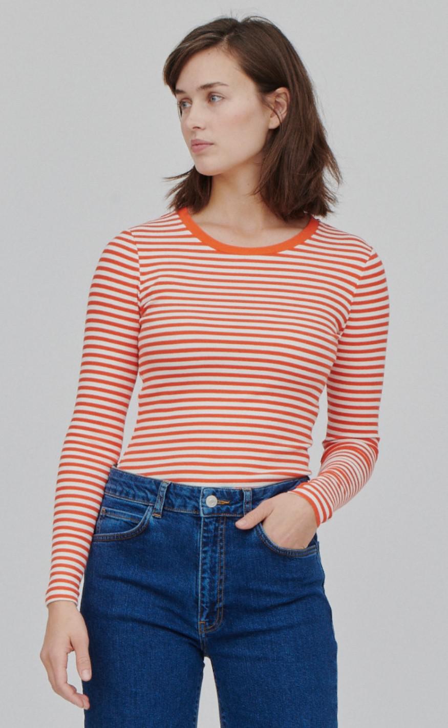 Basic Apparel Bluse - Ludmilla - Spicy Orange/Whisper White